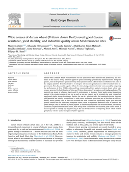 Wide Crosses of Durum Wheat (Triticum Durum Desf.) Reveal Good Disease MARK Resistance, Yield Stability, and Industrial Quality Across Mediterranean Sites