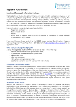 Regional Futures Plan Investment Framework Information Package