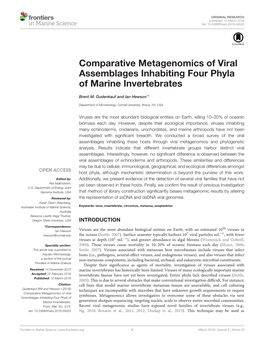 Comparative Metagenomics of Viral Assemblages Inhabiting Four Phyla of Marine Invertebrates