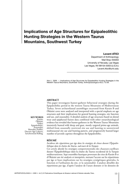 Implications of Age Structures for Epipaleolithic Hunting Strategies In