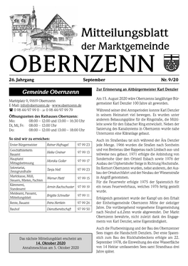 Mitteilungsblatt Der Marktgemeinde OBERNZENN 26