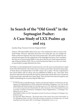 Old Greek' in the Septuagint Psalter