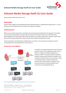 Sohonet Media Storage Swift CLI User Guide Media Storage