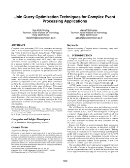 Join Query Optimization Techniques for Complex Event Processing Applications