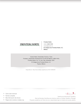 Redalyc.Frontera Y Desarrollo Empresarial En El Norte De México