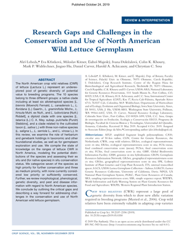 Research Gaps and Challenges in the Conservation and Use of North American Wild Lettuce Germplasm