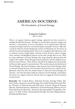 American Doctrine: the Foundation of Grand Strategy