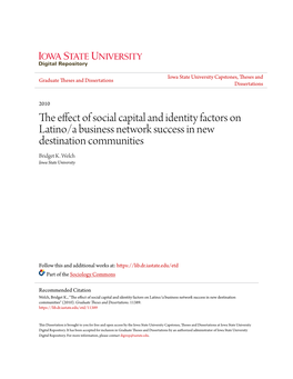 The Effect of Social Capital and Identity Factors on Latino/A Business Network Success in New Destination Communities Bridget K