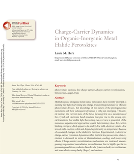 Charge-Carrier Dynamics in Organic-Inorganic Metal Halide Perovskites Laura M
