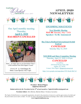 April 2020 Newsletter