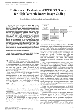 Performance Evaluation of JPEG XT Standard for High Dynamic Range Image Coding