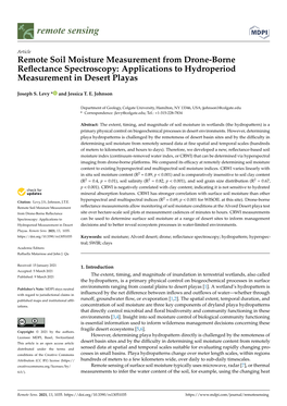 Remote Soil Moisture Measurement from Drone-Borne Reﬂectance Spectroscopy: Applications to Hydroperiod Measurement in Desert Playas