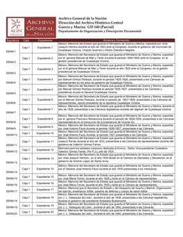 Guerra Y Marina GD 140 (Parcial) Departamento De Organización Y Descripción Documental