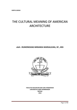 The Cultural Meaning of American Architecture