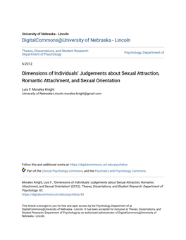 Dimensions of Individuals' Judgements About Sexual Attraction, Romantic Attachment, and Sexual Orientation