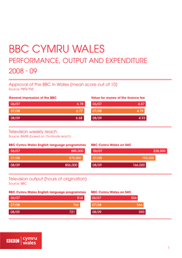 BBC CYMRU WALES Performance, Output and Expenditure 2008 - 09