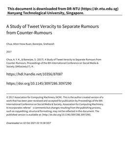 A Study of Tweet Veracity to Separate Rumours from Counter‑Rumours