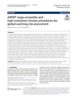 VIEW Open Access D4pdf: Large-Ensemble and High-Resolution Climate Simulations for Global Warming Risk Assessment Masayoshi Ishii1,2* and Nobuhito Mori3