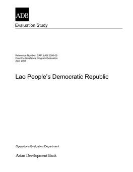 LAO PEOPLE's DEMOCRATIC REPUBLIC COUNTRY ASSISTANCE PROGRAM EVALUATION Phongsaly
