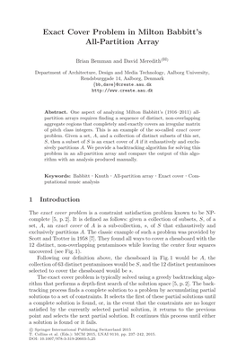 Exact Cover Problem in Milton Babbitt's All-Partition Array