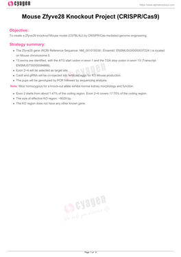 Mouse Zfyve28 Knockout Project (CRISPR/Cas9)