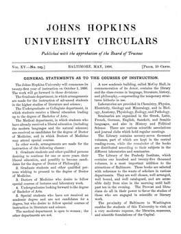 Johns Opkins University Circulars