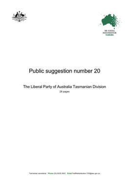 Suggestion 20 -The Liberal Party of Australia Tasmanian Division