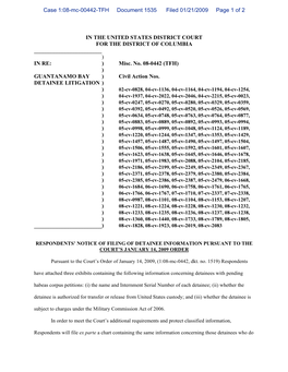 Case 1:08-Mc-00442-TFH Document 1535 Filed 01/21/2009 Page 1 of 2