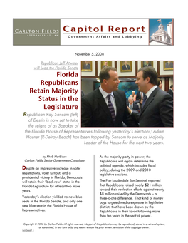 Florida Republicans Retain Majority Status in the Legislature