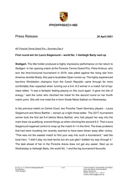 Press Release 20 April 2021