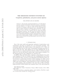 Arxiv:2008.07616V3 [Math.AC]