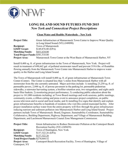 LONG ISLAND SOUND FUTURES FUND 2015 New York and Connecticut Project Descriptions