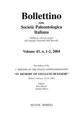 Bollettino Della Societi Paleontologica Italiana