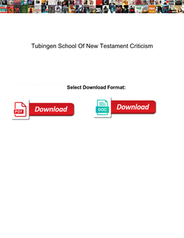 Tubingen School of New Testament Criticism