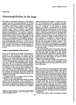 Immunoglobulins in the Lung