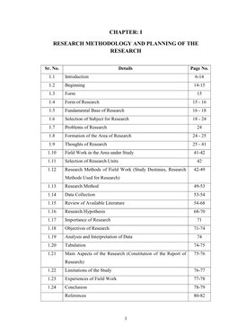 Chapter: I Research Methodology and Planning