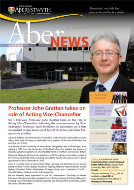 Professor John Grattan Takes on Role of Acting Vice-Chancellor