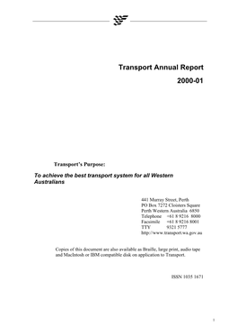 Transport Annual Report 2000-01