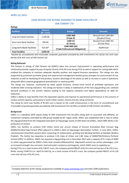 Brief Rationale APRIL 10, 2015 CARE REVISES the RATING ASSIGNED