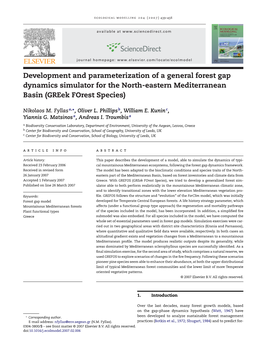 Development and Parameterization of a General Forest Gap Dynamics Simulator for the North-Eastern Mediterranean Basin (Greek Forest Species)