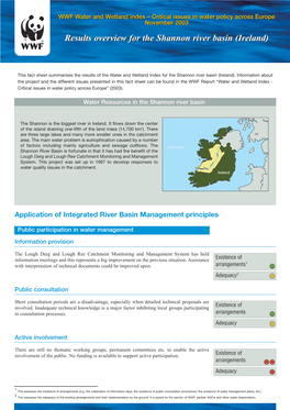 Results Overview for the Shannon River Basin (Ireland)