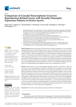 Comparison of Gonadal Transcriptomes Uncovers Reproduction-Related Genes with Sexually Dimorphic Expression Patterns in Diodon Hystrix