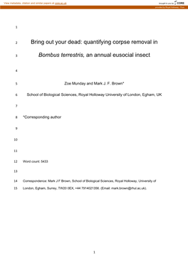 Bring out Your Dead: Quantifying Corpse Removal In