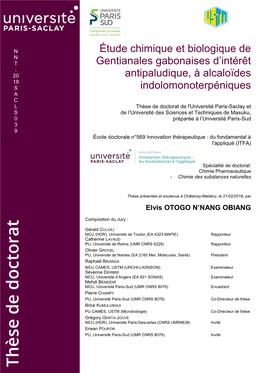 Étude Chimique Et Biologique De Gentianales Gabonaises D'intérêt