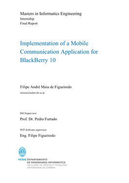Implementation of a Mobile Communication Application for Blackberry 10