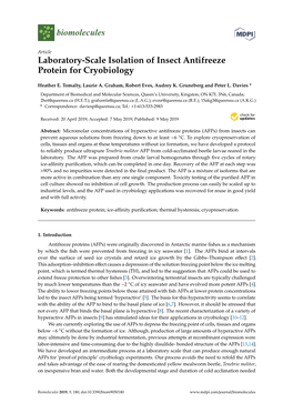 Laboratory-Scale Isolation of Insect Antifreeze Protein for Cryobiology