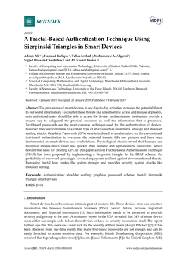 A Fractal-Based Authentication Technique Using Sierpinski Triangles in Smart Devices