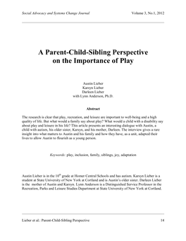 A Parent-Child-Sibling Perspective on the Importance of Play