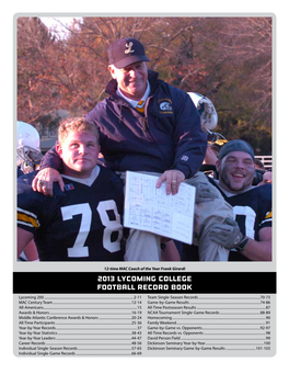 2013 Lycoming College Football Record Book Lycoming 200