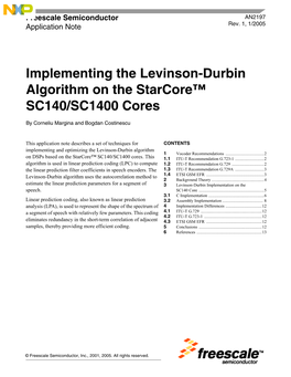 Implementing the Levinson-Durbin Algorithm on the Starcore SC140/SC1400 Cores